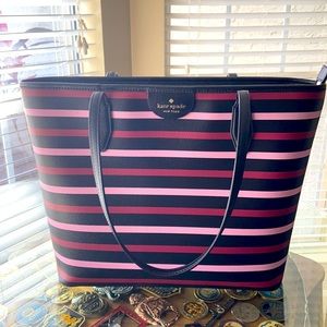 Kate Spade Black with light pink and Cranberry stripes… perfect condition!